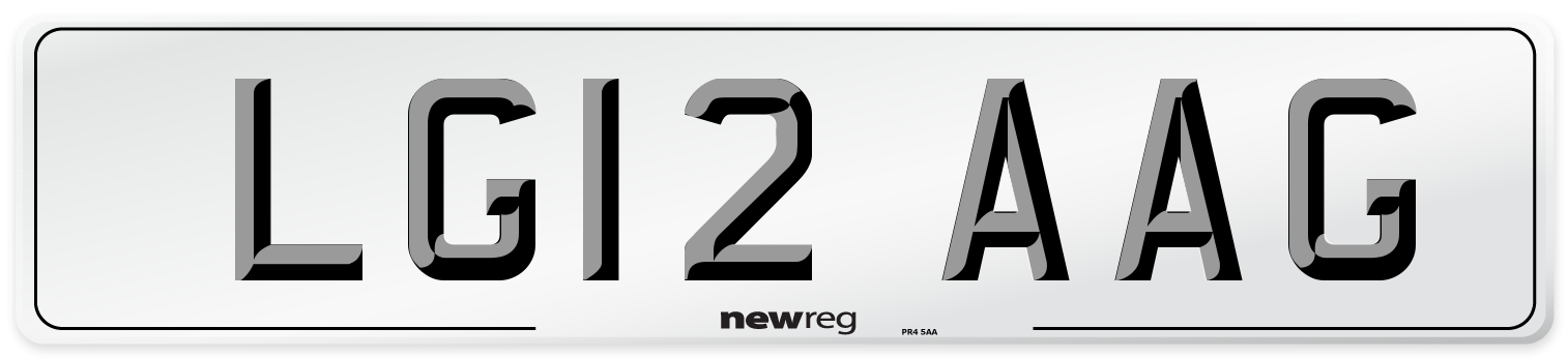 LG12 AAG Number Plate from New Reg